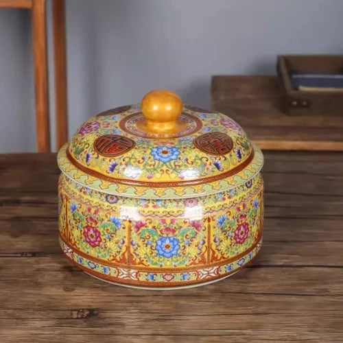 Storage Jar Antique-style Gold-inlaid Tea Caddy Craft Item
