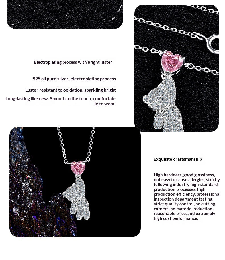 Color: High Carbon Drill, Purity: 925 Silver - Versatile High-end Sterling Silver Collar Necklace Accessory