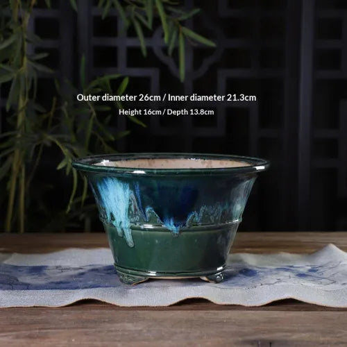 Style: Style 3 - Handmade Ceramic Glazed Basins For Flower Pots Bonsai Green Plants Potted And Outdoor Planters