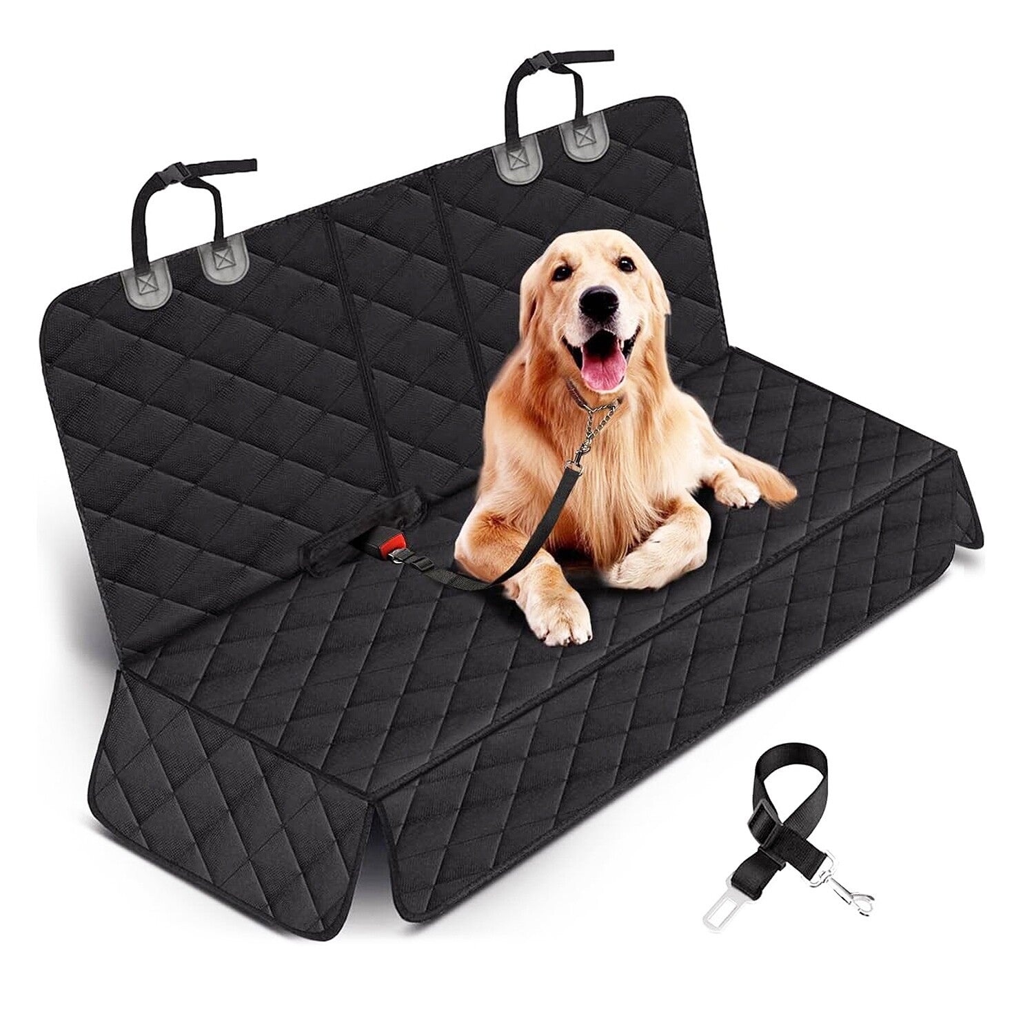 Dog Seat Cover Scratchproof Pet Rear Seat Protector Pad Seat Belt Car Travel Mat
