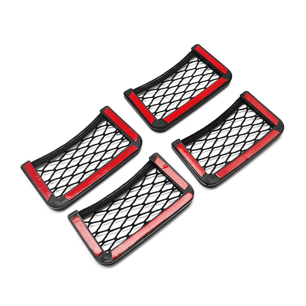 4Pcs Car Interior Body Edge Elastic Net Bag Phone Holder Storage Mesh Accessory