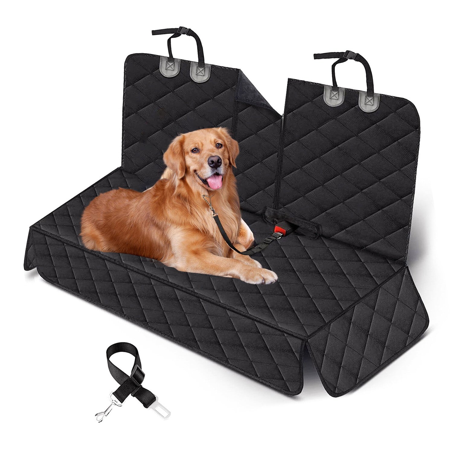 Dog Seat Cover Scratchproof Pet Rear Seat Protector Pad Seat Belt Car Travel Mat