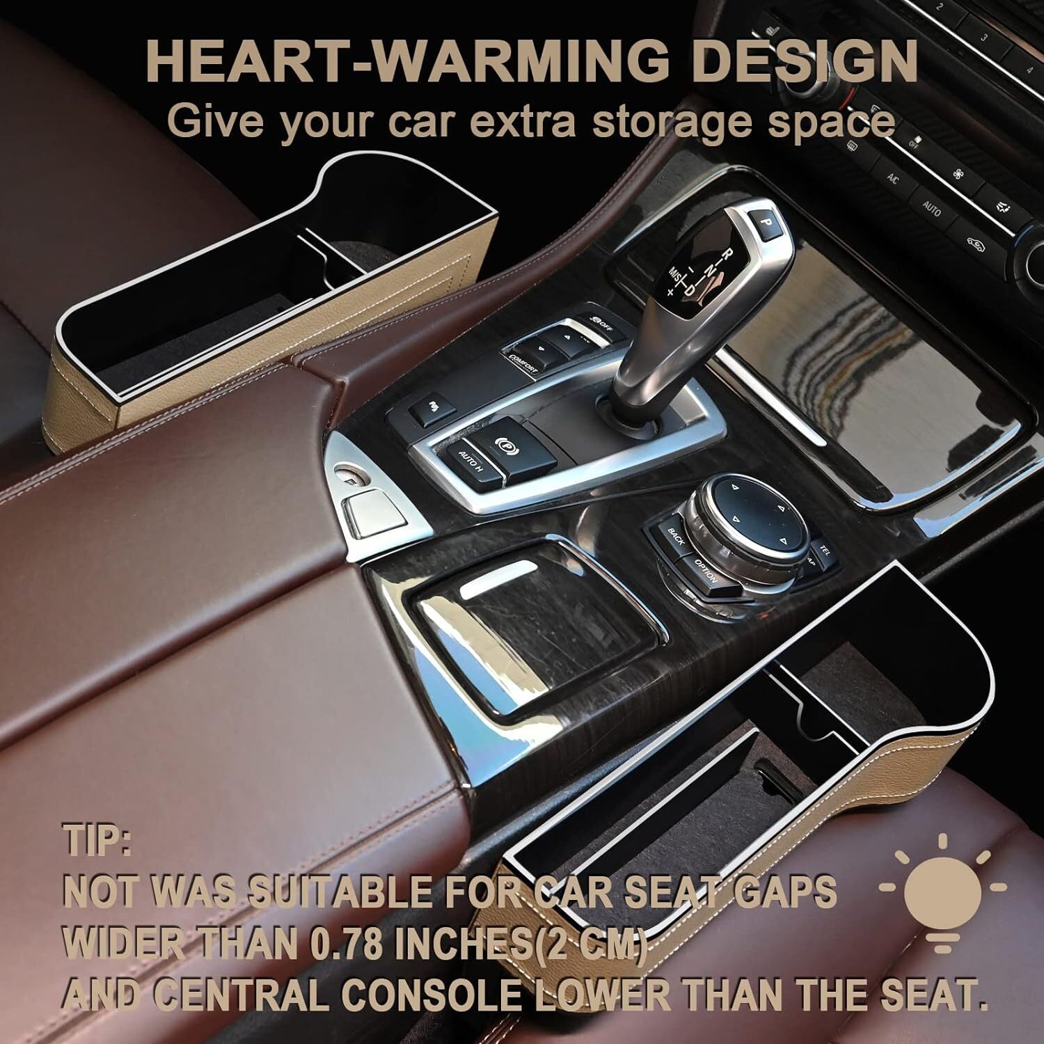 Car Seat Gap Filler Leather Multifunctional Accessories with Storage Organizer