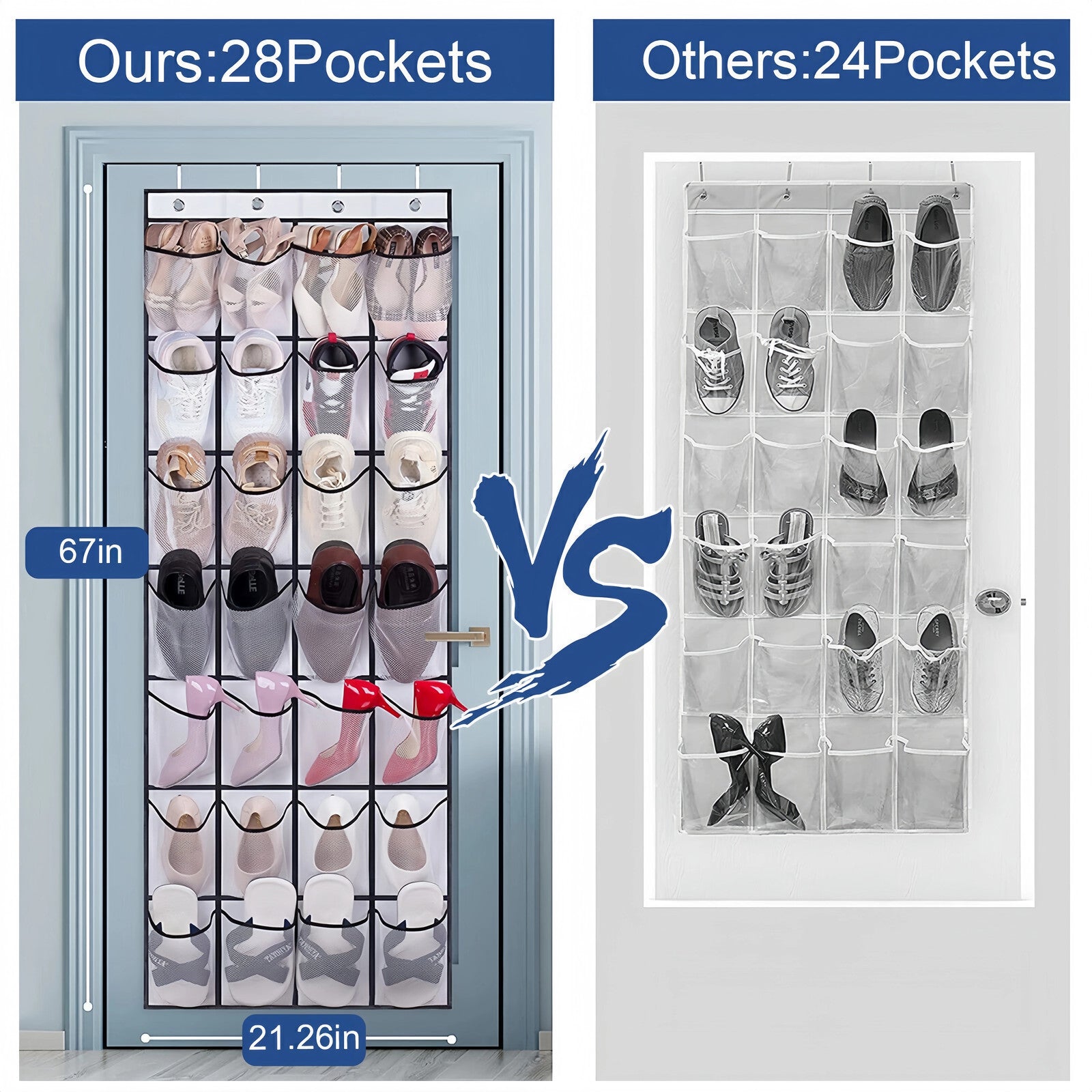Over Door Shoe Organizer Rack Hanging Storage Holder Hanger Bag Closet 28 Pocket