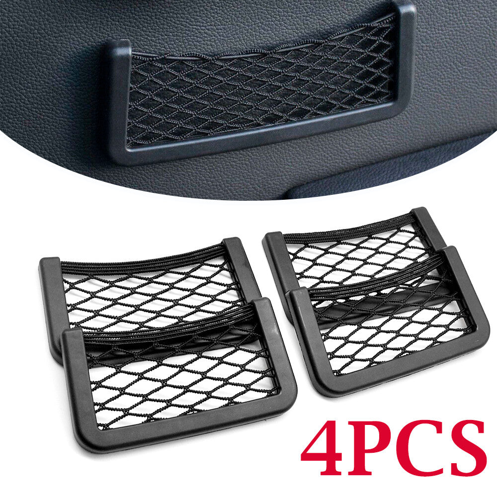 4Pcs Car Interior Body Edge Elastic Net Bag Phone Holder Storage Mesh Accessory