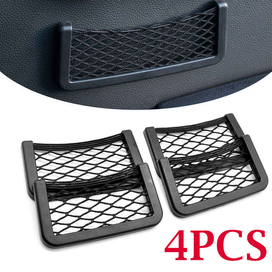 4Pcs Car Interior Body Edge Elastic Net Bag Phone Holder Storage Mesh Accessory