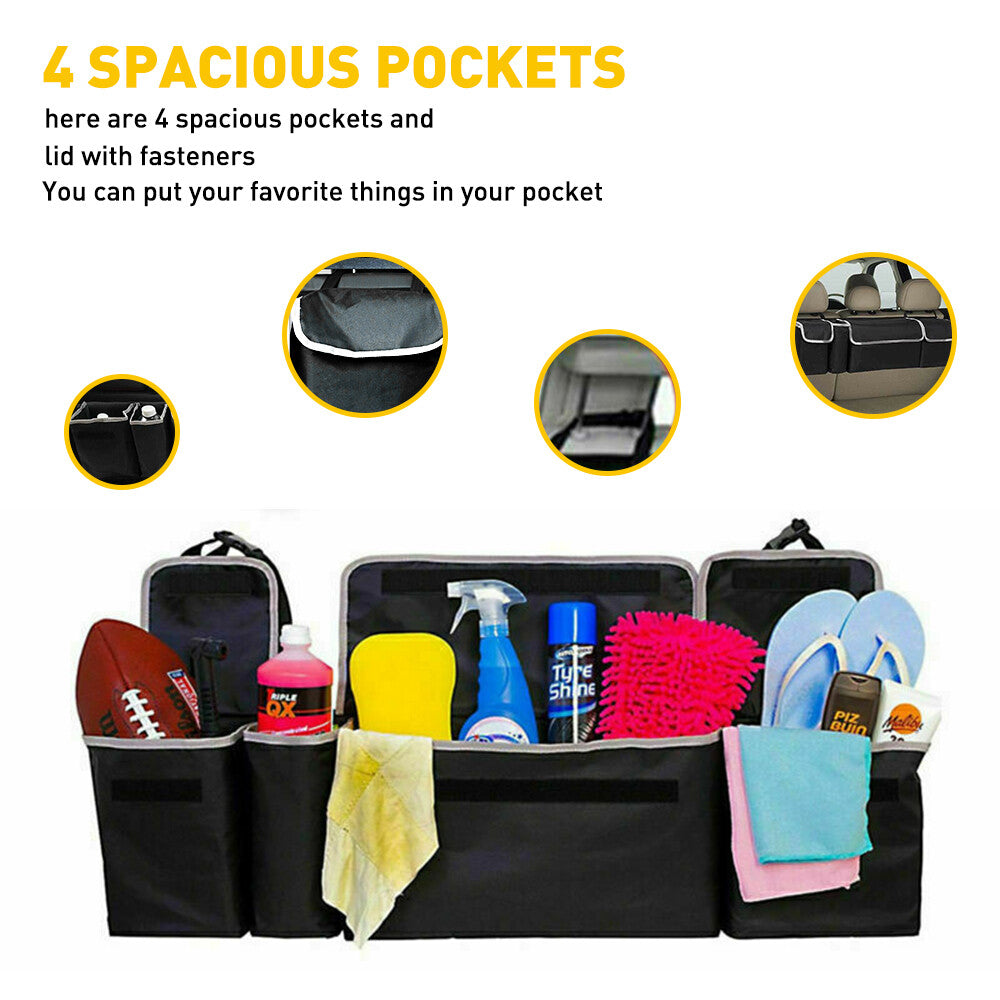 Car Trunk Organizer Oxford Interior Accessories Back Seat Storage Bag 4 Pocket