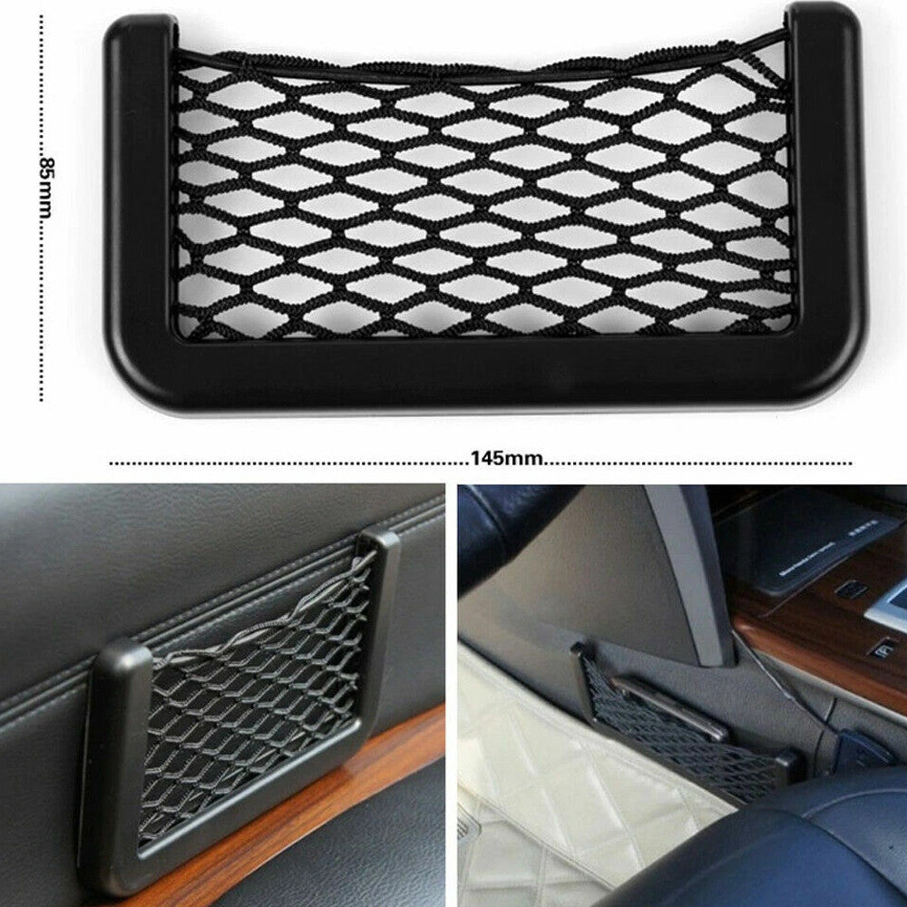 4Pcs Car Interior Body Edge Elastic Net Bag Phone Holder Storage Mesh Accessory