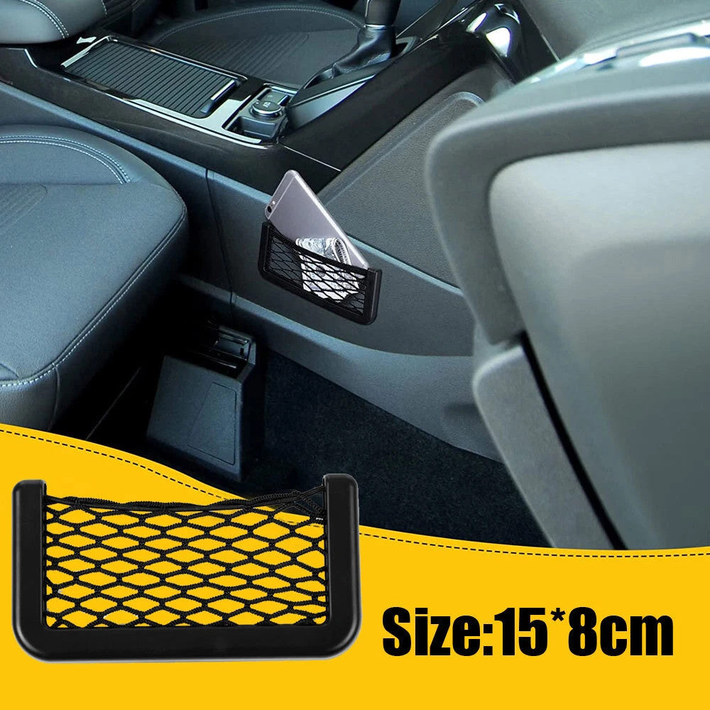 4Pcs Car Interior Body Edge Elastic Net Bag Phone Holder Storage Mesh Accessory