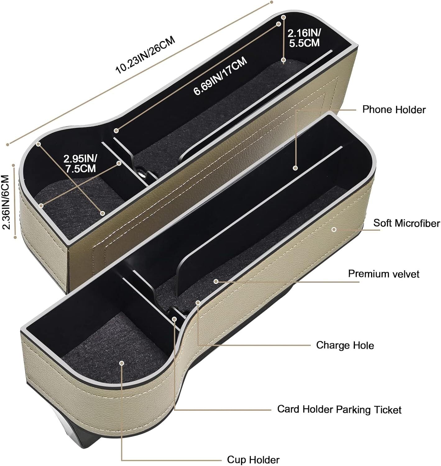 Car Seat Gap Filler Leather Multifunctional Accessories with Storage Organizer
