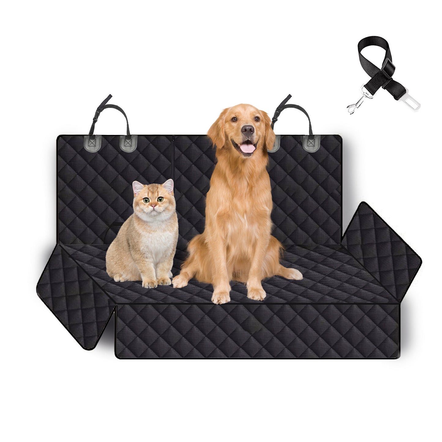 Dog Seat Cover Scratchproof Pet Rear Seat Protector Pad Seat Belt Car Travel Mat