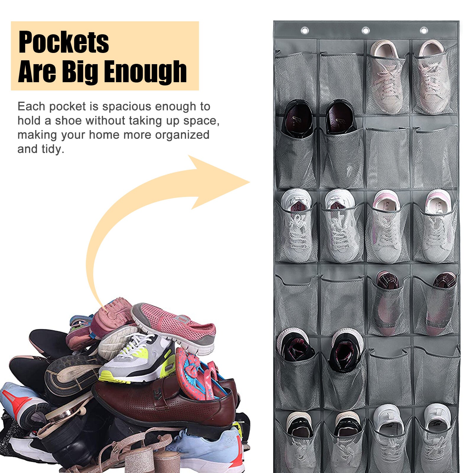 Over Door Shoe Organizer Rack Hanging Storage Holder Hanger Bag Closet 28 Pocket