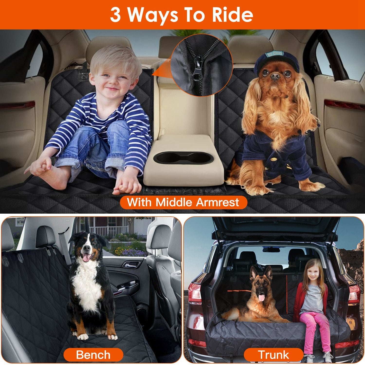 Dog Seat Cover Scratchproof Pet Rear Seat Protector Pad Seat Belt Car Travel Mat